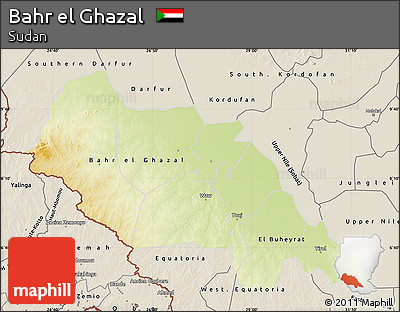 Physical Map of Bahr El Ghazal, shaded relief outside
