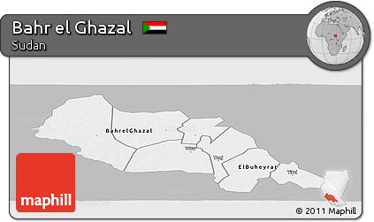 Gray Panoramic Map of Bahr El Ghazal, single color outside
