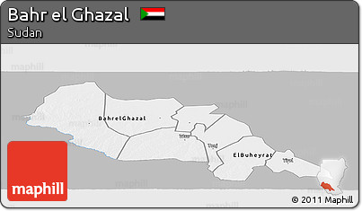 Gray Panoramic Map of Bahr El Ghazal, single color outside