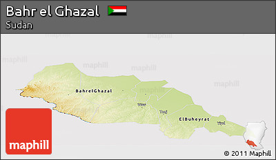 Physical Panoramic Map of Bahr El Ghazal, cropped outside