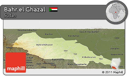 Physical Panoramic Map of Bahr El Ghazal, darken