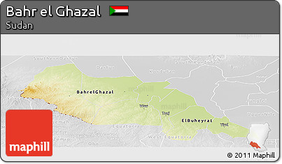 Physical Panoramic Map of Bahr El Ghazal, lighten, desaturated