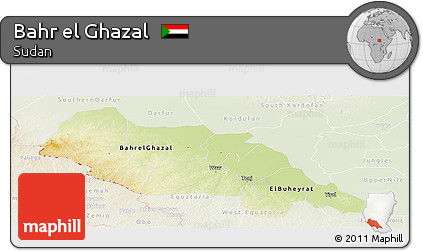 Physical Panoramic Map of Bahr El Ghazal, lighten