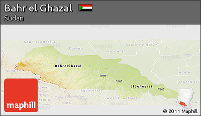 Physical Panoramic Map of Bahr El Ghazal, lighten