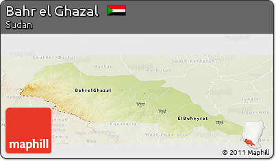 Physical Panoramic Map of Bahr El Ghazal, lighten