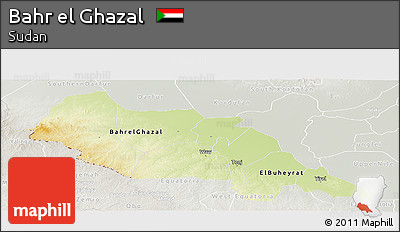 Physical Panoramic Map of Bahr El Ghazal, lighten, semi-desaturated