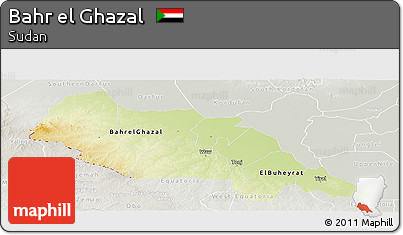 Physical Panoramic Map of Bahr El Ghazal, lighten, semi-desaturated