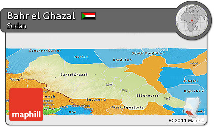 Physical Panoramic Map of Bahr El Ghazal, political outside