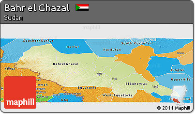 Physical Panoramic Map of Bahr El Ghazal, political outside