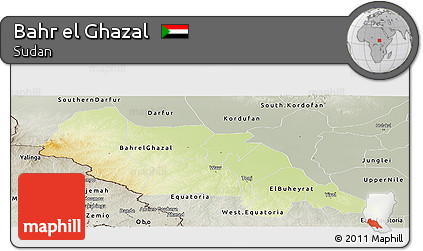 Physical Panoramic Map of Bahr El Ghazal, semi-desaturated