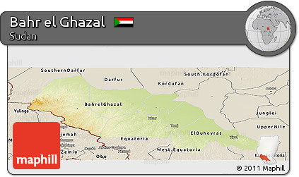 Physical Panoramic Map of Bahr El Ghazal, shaded relief outside