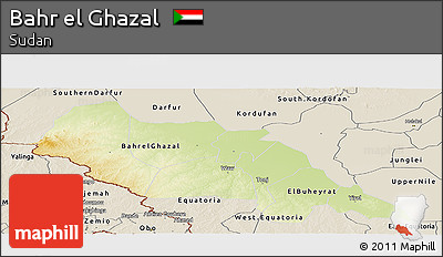 Physical Panoramic Map of Bahr El Ghazal, shaded relief outside
