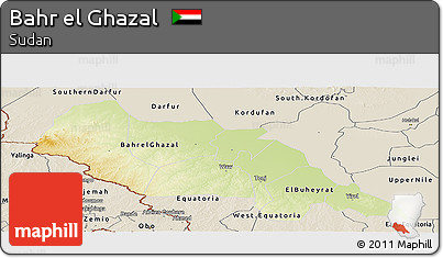 Physical Panoramic Map of Bahr El Ghazal, shaded relief outside