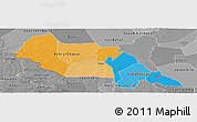 Political Panoramic Map of Bahr el Ghazal, desaturated
