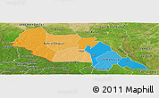 Political Panoramic Map of Bahr el Ghazal, satellite outside
