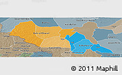 Political Panoramic Map of Bahr el Ghazal, semi-desaturated