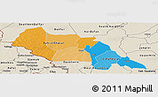 Political Panoramic Map of Bahr el Ghazal, shaded relief outside