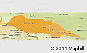 Political Shades Panoramic Map of Bahr el Ghazal, physical outside