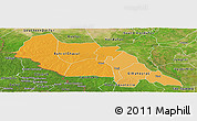 Political Shades Panoramic Map of Bahr el Ghazal, satellite outside
