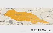 Political Shades Panoramic Map of Bahr el Ghazal, shaded relief outside
