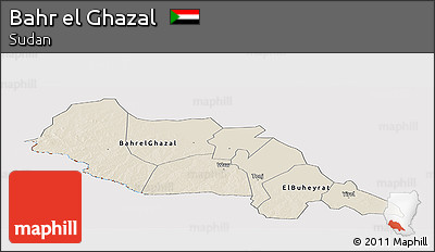Shaded Relief Panoramic Map of Bahr El Ghazal, cropped outside
