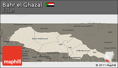 Shaded Relief Panoramic Map of Bahr El Ghazal, darken