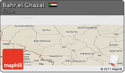 Shaded Relief Panoramic Map of Bahr El Ghazal
