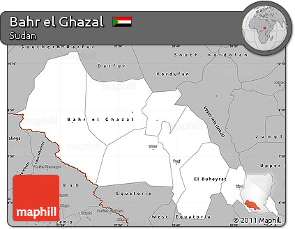 Gray Simple Map of Bahr El Ghazal