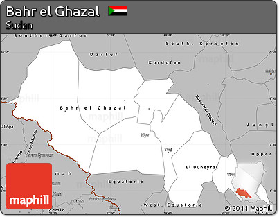 Gray Simple Map of Bahr El Ghazal