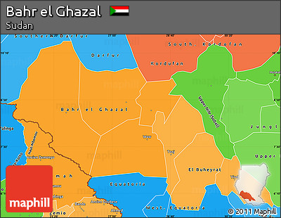 Political Shades Simple Map of Bahr El Ghazal