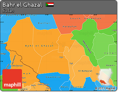Political Shades Simple Map of Bahr El Ghazal