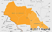 Political Shades Simple Map of Bahr el Ghazal, single color outside, borders and labels