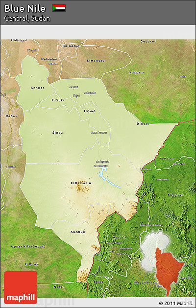 Physical 3D Map of Blue Nile, satellite outside