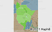 Political Shades 3D Map of Blue Nile, semi-desaturated