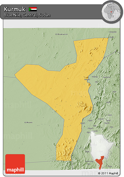 Savanna Style 3D Map of Kurmuk