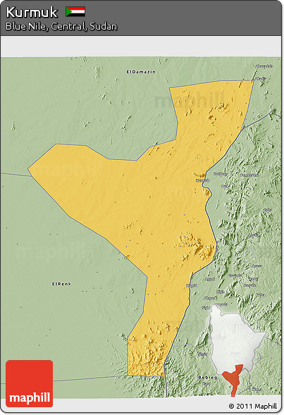 Savanna Style 3D Map of Kurmuk