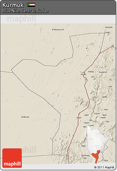 Shaded Relief 3D Map of Kurmuk