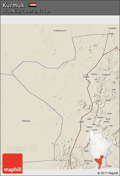 Shaded Relief 3D Map of Kurmuk