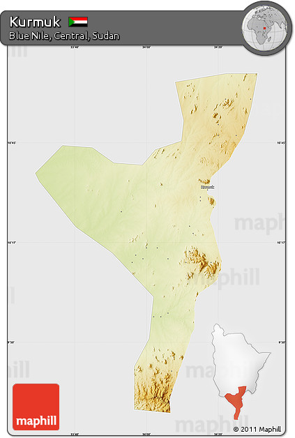 Physical Map of Kurmuk, single color outside