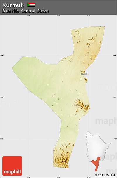 Physical Map of Kurmuk, single color outside