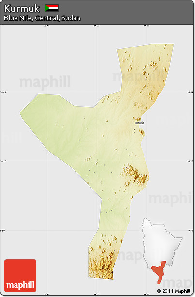 Physical Map of Kurmuk, single color outside