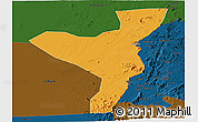 Political Panoramic Map of Kurmuk, darken