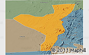 Political Panoramic Map of Kurmuk, semi-desaturated