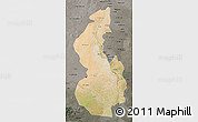 Satellite 3D Map of White Nile, darken, semi-desaturated