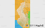Satellite 3D Map of White Nile, political shades outside