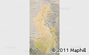 Satellite 3D Map of White Nile, semi-desaturated