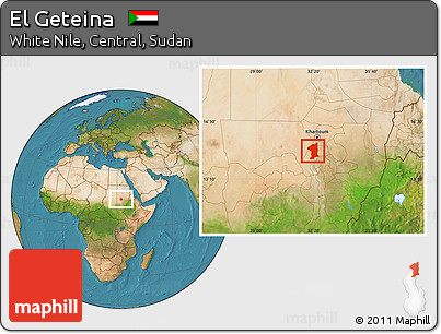 Satellite Location Map of El Geteina