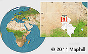 Satellite Location Map of El Geteina, highlighted grandparent region