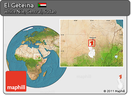 Satellite Location Map of El Geteina, highlighted parent region