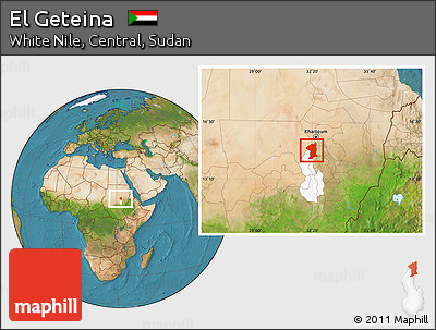 Satellite Location Map of El Geteina, highlighted parent region